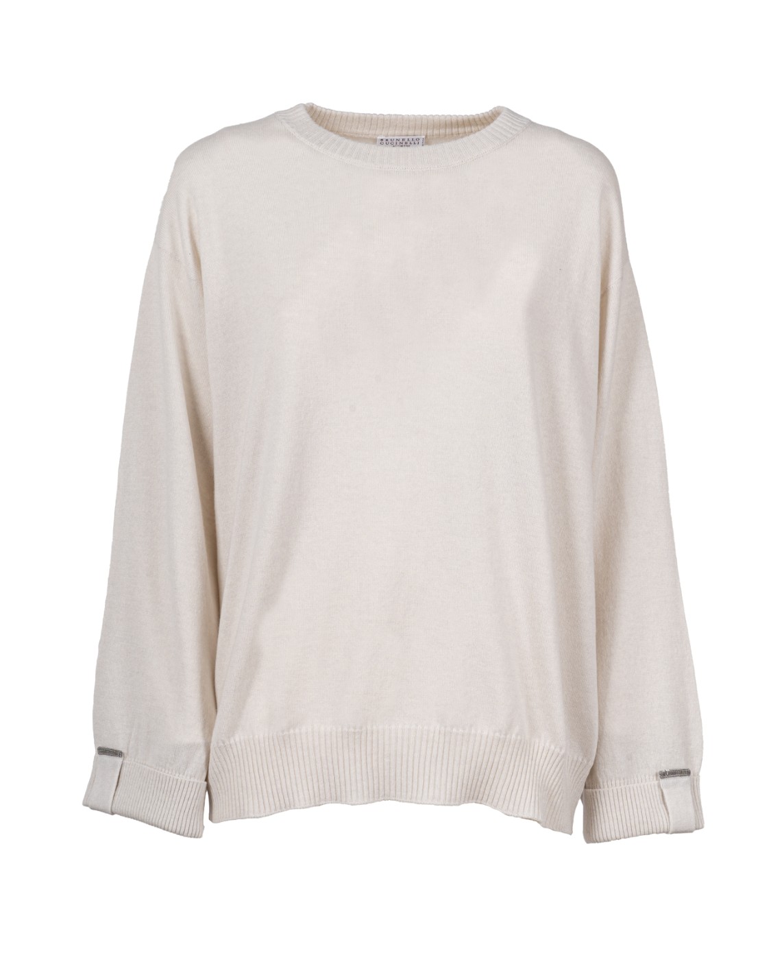 shop BRUNELLO CUCINELLI  Maglia: Brunello Cucinelli maglia in cashmere con Shiny Details.
Girocollo in maglia a coste.
Spalla abbassata.
Maniche con risvolto.
Polsini e fondo in maglia a costina.
Maglia rasata.
Decorazione in monile Nickel-free.
Composizione: 100% CASHMERE. 
Made in Italy.. M12189200-C9588 number 7913208